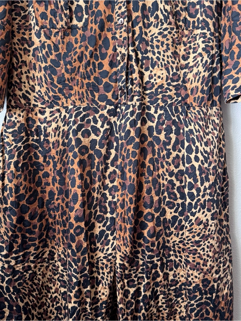Lafayette 148 Leopard Print Button-Front Midi Dress - Brown & Black - Picture 3 of 10